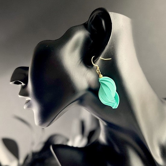 Twisted lantern earrings, Fiji blue-green, handmade