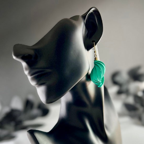 Twisted lantern earrings, Fiji blue-green, handmade
