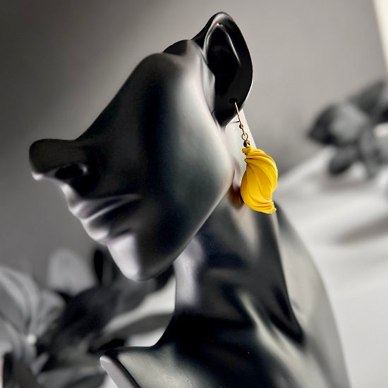 Twisted lantern earrings, yellow, handmade