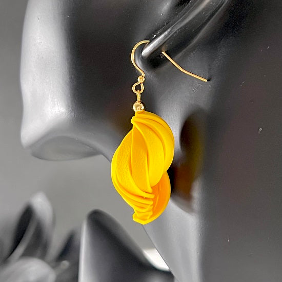 Twisted lantern earrings, yellow, handmade