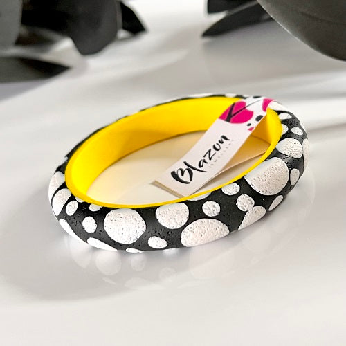 yellow Black and white spots chunky bangles