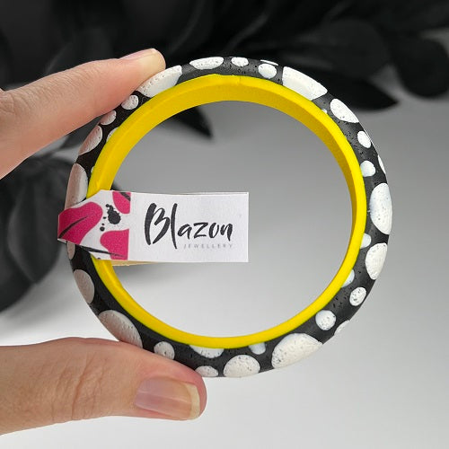yellow Black and white spots chunky bangles