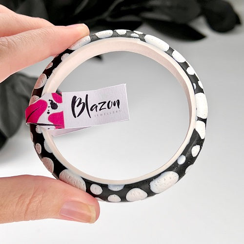 Black and white spots chunky bangles