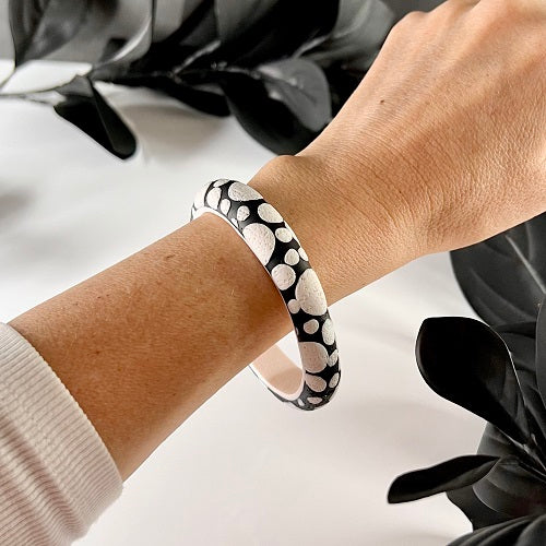 Black and white spots chunky bangles