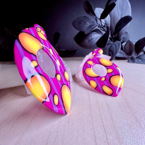 large earrings pink bubbles stripes
