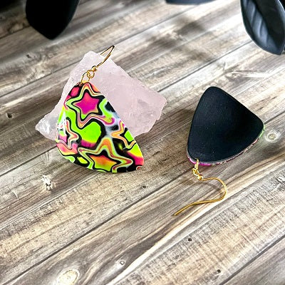 Big dangle earrings neon green