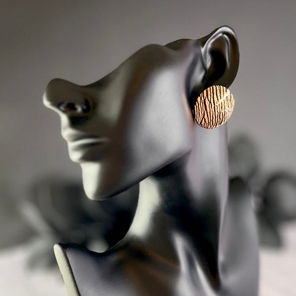 Big stud earrings black copper foil