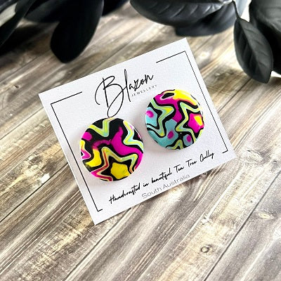 Big stud earrings bright