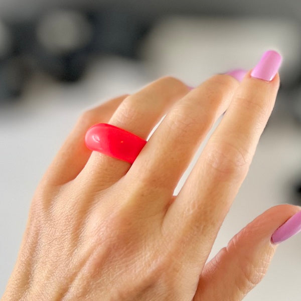 Chunky ring neon red/orange