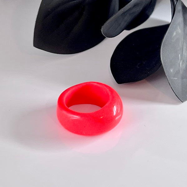 Chunky ring neon red/orange