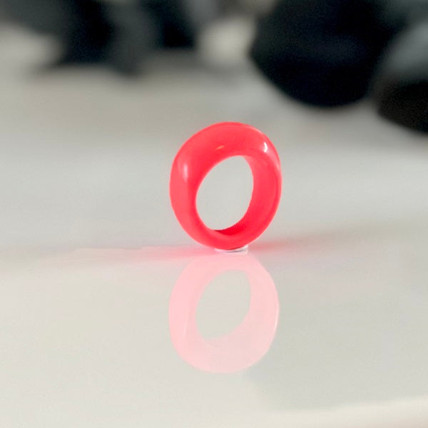 Chunky ring neon red/orange