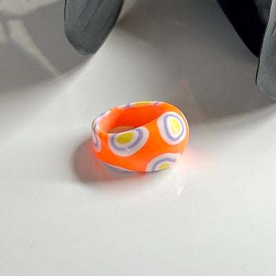 Chunky ring neon orange spots