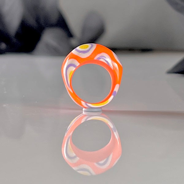 Chunky ring neon orange spots