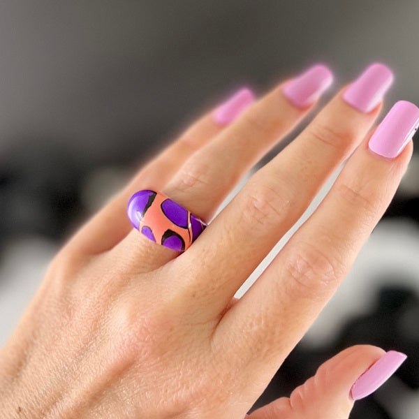 Chunky ring Orange purple