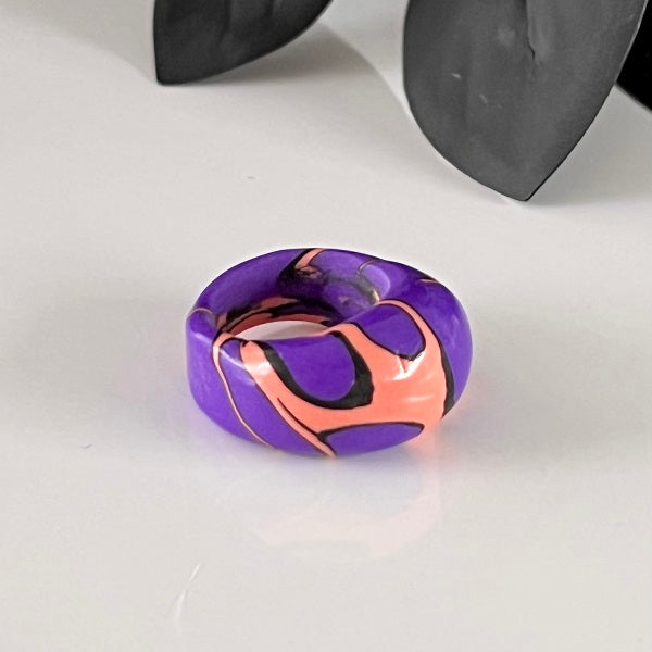 Chunky ring Orange purple