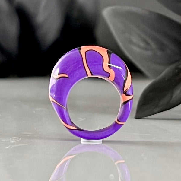 Chunky ring Orange purple