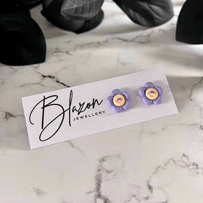 Cute purple flower stud earrings