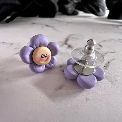 Cute purple flower stud earrings