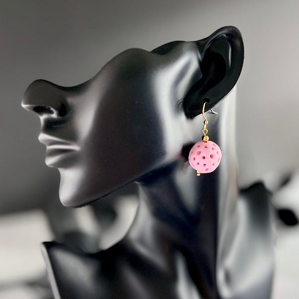 Drop earrings faux coral ball baby pink