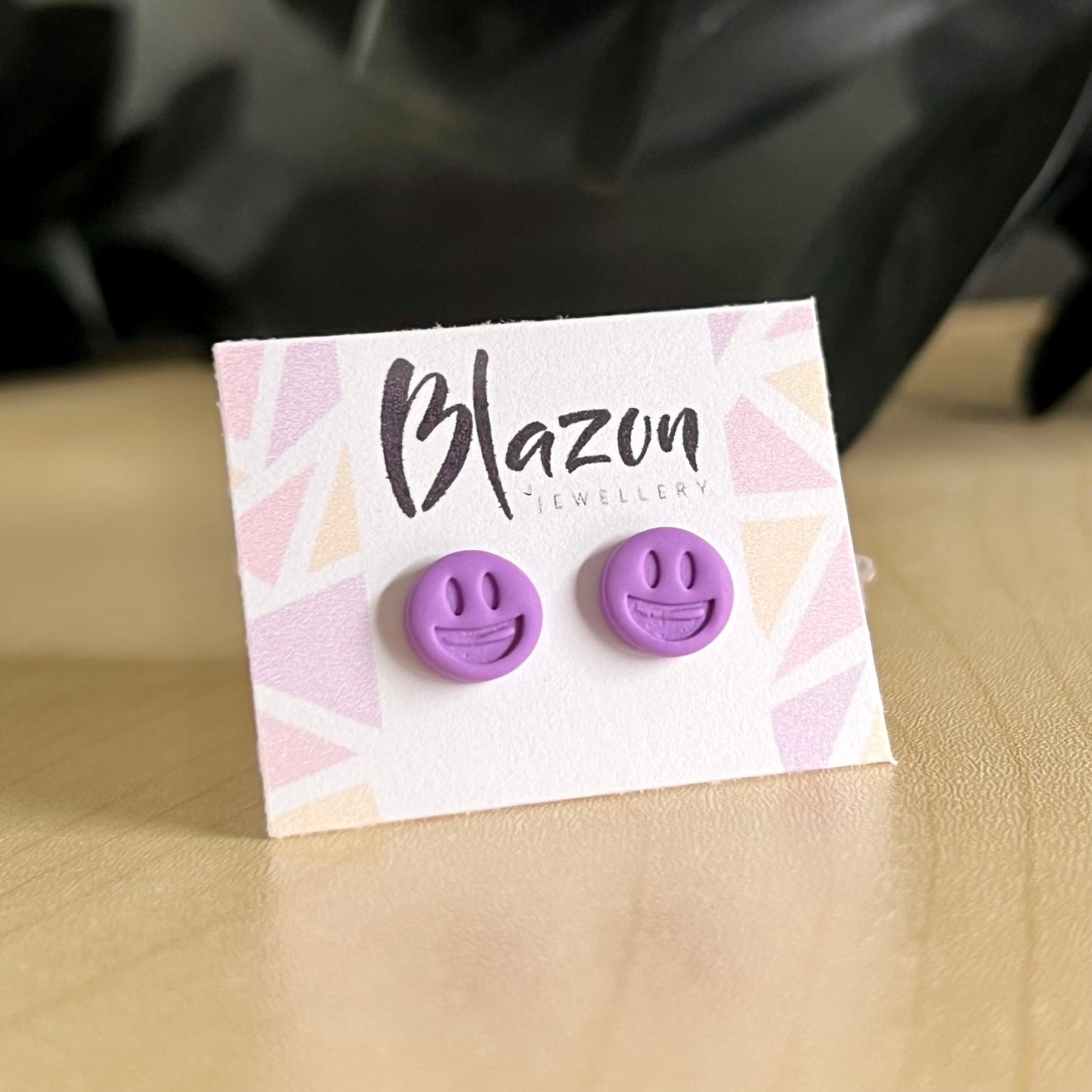 Small smiley face studs, multiple colour options, handmade earrings