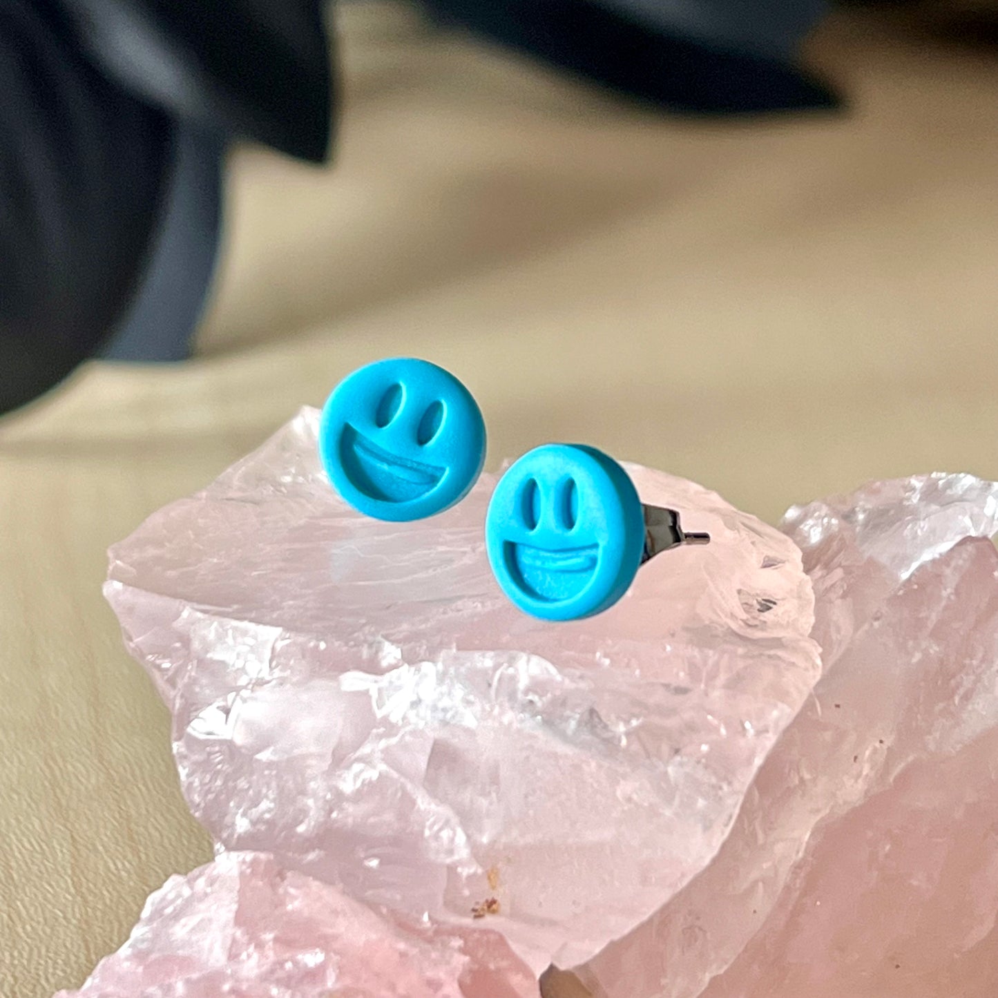 Small smiley face studs, multiple colour options, handmade earrings