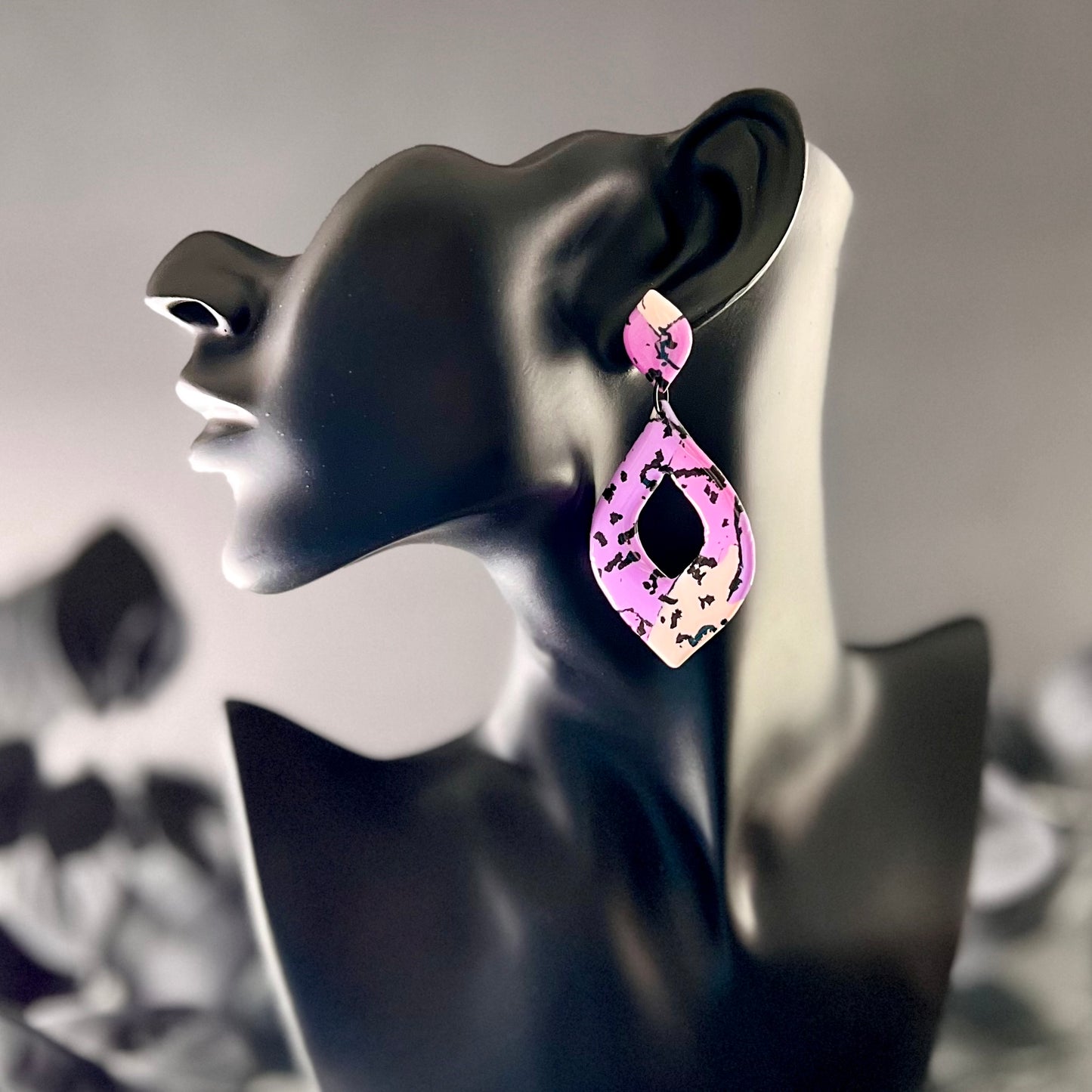 large teardrop earrings pastel pink