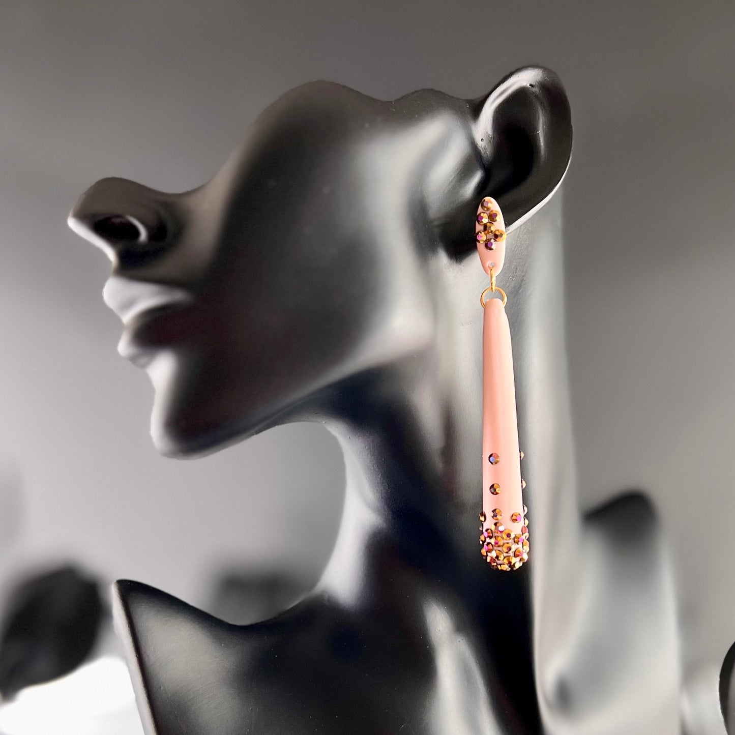 COLOUR OPTIONS... Rhinestone long drops, handmade earrings