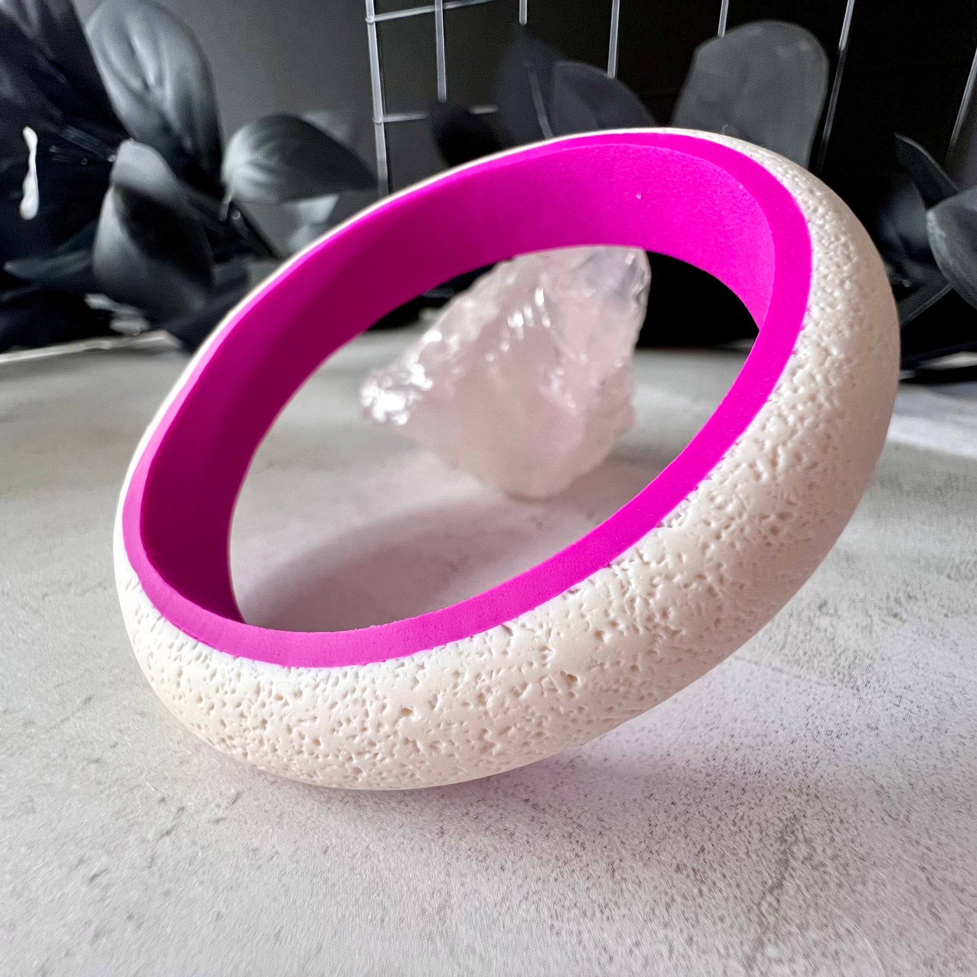 white and pink clay stackable bangle