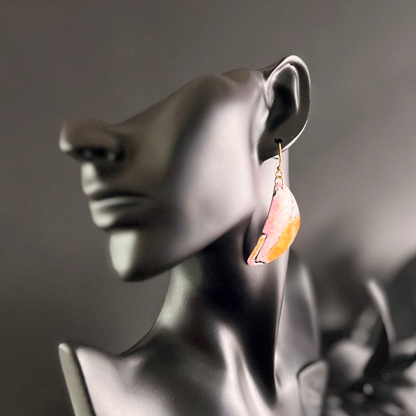 Large dangle earrings orange pink