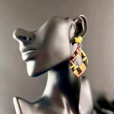 large dangle earrings orange yellow
