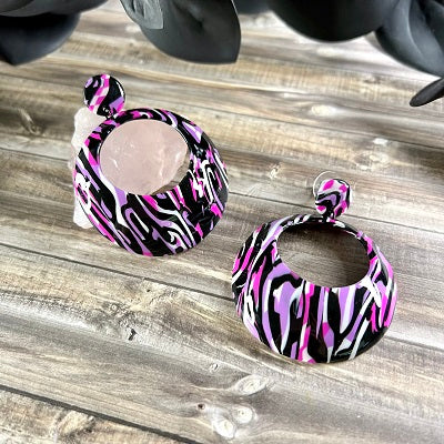 Large dangle earrings pink camo