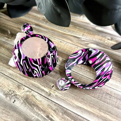 Large dangle earrings pink camo