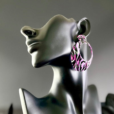 Large dangle earrings pink camo