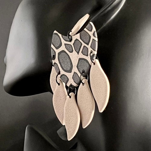 Large dangly earrings giraffe leaves