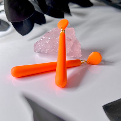 Neon orange Long drop dangle earrings