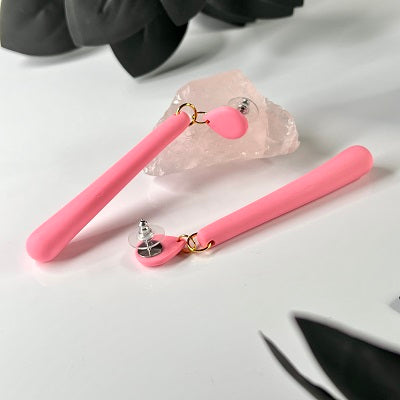 pink Long drop dangle earrings