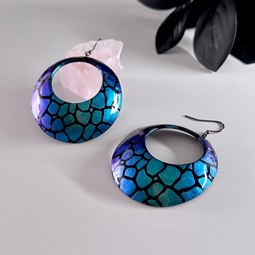 Large hoop earrings blue