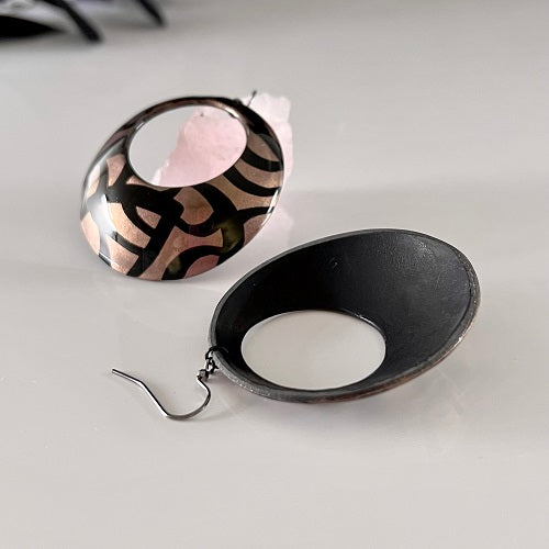 Large hoop earrings pewter
