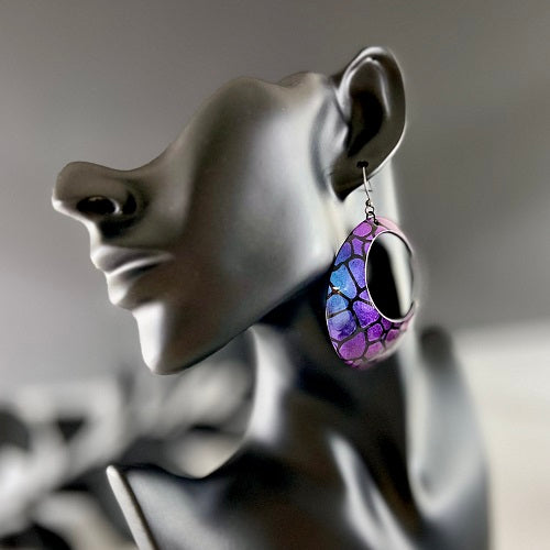 Large hoop earrings purple