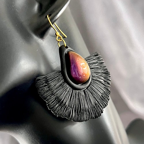 Large macrame earrings black