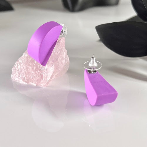 Large stud earrings lavender purple