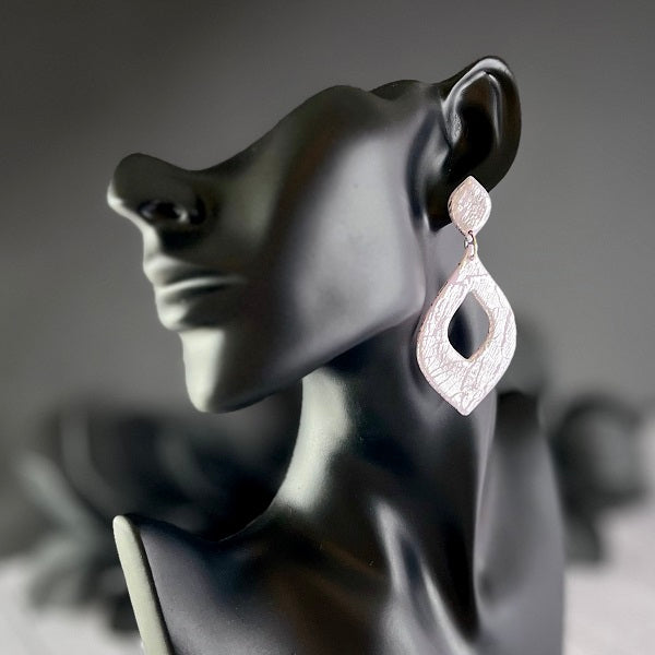 Large teardrop earrings lavender silver
