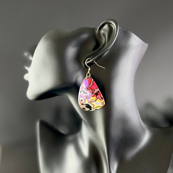 Large triangle earrings psychedelic stars