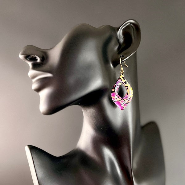 Medium teardrop earrings pink yellow