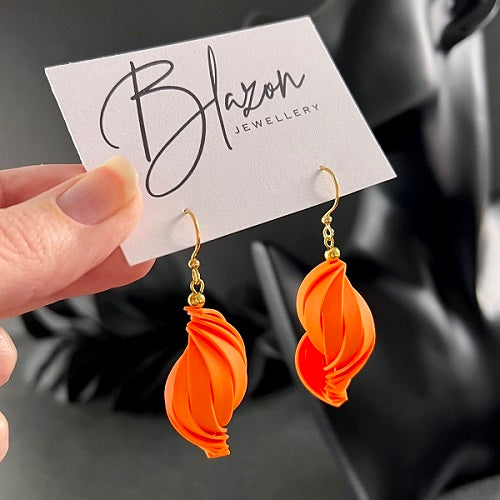 Orange lantern earrings