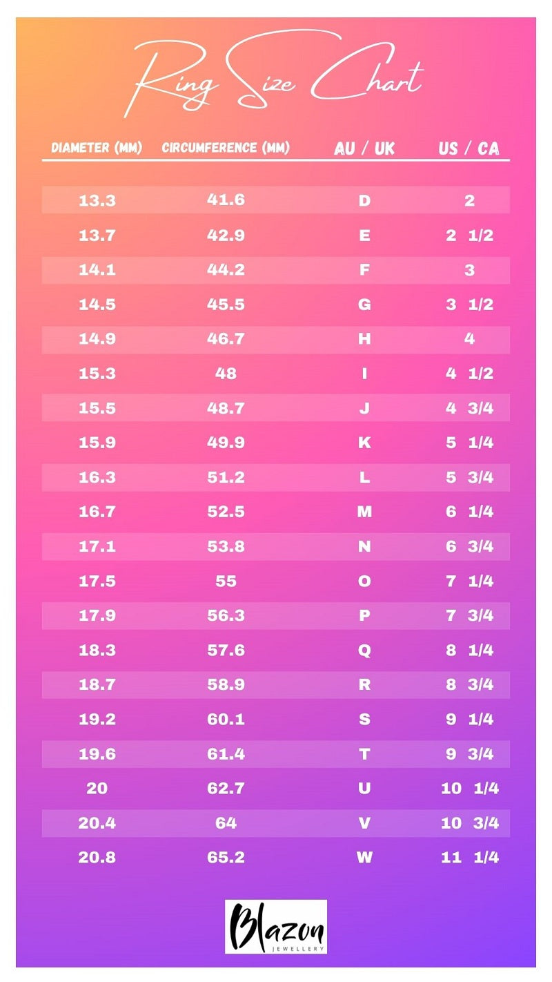 Blazon ring size chart