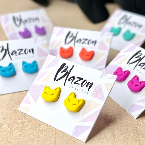 Small cat stud earrings brights