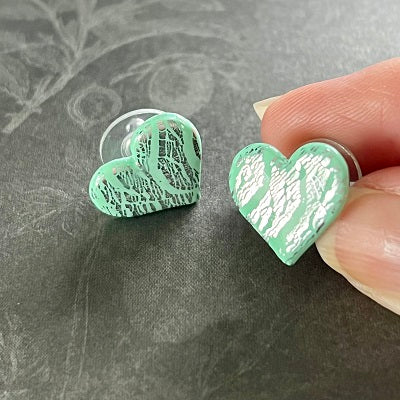 Small stud earrings mint green