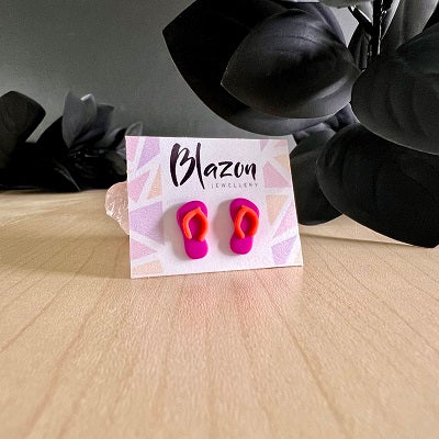 stud earrings thongs dark pink