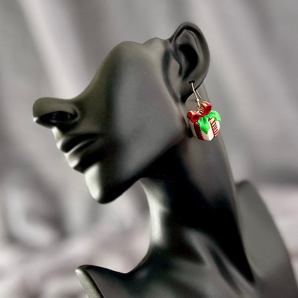 Christmas present novelty dangle earrings 